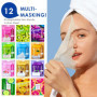 12 pièces Masques Tissus Hydratants, Masque en feuille de Daily Care, Masque Visage Apaisant, Masque Visage Tissus, Masque Hydra