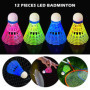 Lot de 12 volants de badminton à LED, 4 couleurs de lumière LED, volants lumineux pour la nuit, badminton, lumières LED, badmint