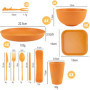 Hyacinthy Vaisselle Camping 4 Personnes, 48 Pièces Assiette Plastique, Ensemble Vaisselle de Table avec Bol Assiette Cuillère, R