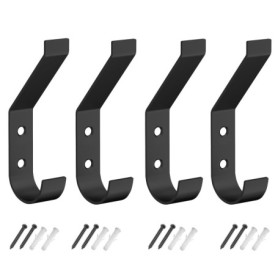 Crochets à Manteau (4 Pièces), Métal Porte Manteau Mural Noir, Crochets Muraux Modernes, Pour porte Entrée Chambre Salle de Bain
