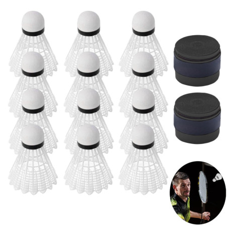 14 Pièces Volants de Badminton et Grip pour Raquette, Balles de Badminton en Intérieur et en Extérieur, Surgrip Antidérapant pou