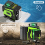 Niveau Laser Chantier Autonivelant 360° x 4, Lazer Niveaux 4D 16 Lignes Laser, Autonivellement et Mode Pulsé Extérieur, 2 x Batt