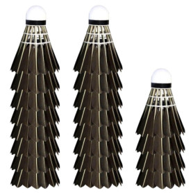 WIYETY Lot de 12 balles de badminton noires : volants en plume d'oie tête en liège, entraînement sportif, entraînement à grande 