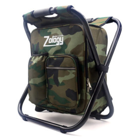 Zology Paniers Sièges Pliant Camping Chaise Tabouret Sac à Dos avec Refroidisseur Isolé Sac de Pique-Nique Camouflage Portable R