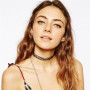 luoshaPUCY Choker Chaîne Ensemble, 12 pièces collier élastique tour cou extensible Collier Bracelet Anneau pour femme - Noir