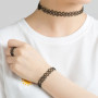 luoshaPUCY Choker Chaîne Ensemble, 12 pièces collier élastique tour cou extensible Collier Bracelet Anneau pour femme - Noir