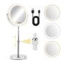 NVIYAM Miroir de Maquillage Grossissant, 1X et 10X Double Face Mirroir Maquilleur Lumineux, Hauteur Réglable Miroir de Table, Ro