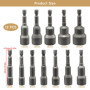 Xpieoyrm 12 Pièces Douille Visseuse, Magnétique Douilles Hexagonale 6/7/8/9/10/11/12/13/14/15/17/19, Adaptateur Embouts Douilles
