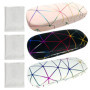 Xpieoyrm Lunettes 3 pièces avec Chiffon à Lunettes, Étui à lunettes portable personnalisé, Étui Rigide à Lunettes de Soleil en C