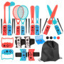 RTop 20 en 1 Kit d'accessoires de Sport Switch pour Nintendo Switch Sports, Manettes Switch Joy-Con Grips, Kit d'accessoires pou