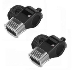 Lahviuu Sifflets, 2 Pcs Plastique Sifflet Arbitre Sifflet de Sport avec Cordon,Noir Sifflets Sonores Forts Parfaits,pour Les Ent