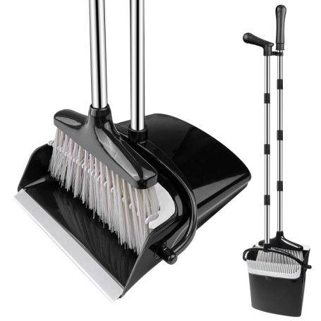 Ghazpmuk Ensemble Balai et Pelle à Poussière, Pelle et Balayette Avec Long Manche, Balai Intérieur à Long Manche Avec Pelle Vert