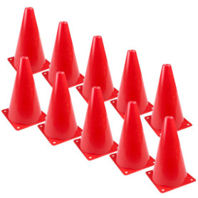 Fousenuk 10 Pièces Cônes de Signalisation 18cm, Cônes d'Entraînement de Football, Plots de Marquage, Support de Marqueur en Plas