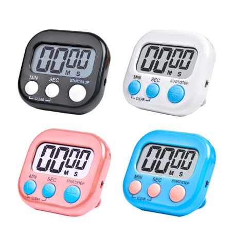 Lot de 4 minuteurs de cuisine numériques, magnétiques, chronomètres avec support pliable, pour enfants, avec grand écran LCD pou