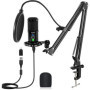 Aveek Microphone Condensateur USB avec Bras – Micro en Métal, Plug & Play, Réduction de Bruit, pour Enregistrement Studio, Podca