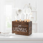 PUERSI Porte Ustensiles Cuisine en Bois, Rangement Ustensiles Cuisine pour Comptoir, Porte Couverts pour Décor de Cuisine de Fer