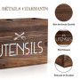PUERSI Porte Ustensiles Cuisine en Bois, Rangement Ustensiles Cuisine pour Comptoir, Porte Couverts pour Décor de Cuisine de Fer