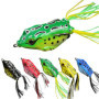 senvenelec Lure Ray Frog Topwater Grenouille manivelle , appât de pêche œil 3D Souple et Crochet, Douce - 5 pièces