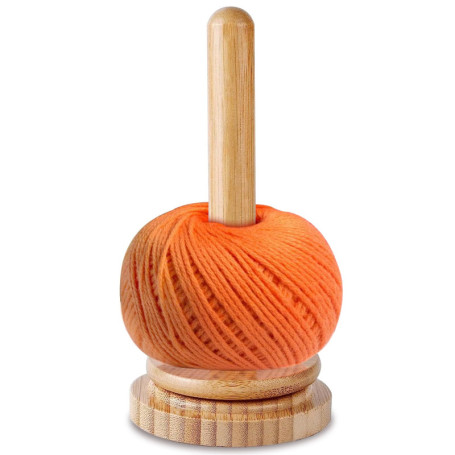 PRITOK Dérouleur de laine en bois - Porte-pelote de laine - Dérouleur de laine rotatif avec roulement à billes - Porte-bobine de