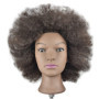Tête d'entraînement afro de 25,4 cm - Cheveux 100% humains - Tête de mannequin pour coiffure - Pince incluse