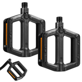 Fousenuk 1 Paire Pedale Velo Noir, Pédales VTT Étanches, Pédale de Vélo Antidérapant, Pedales avec Bandes Réfléchissantes, Pédal