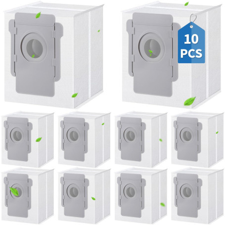FERRGIA 10 Sacs d'aspirateur Sac rechange pour iRobot Roomba i7 i7+ i3 i3+ i4 i4+ i6 i6+ j7 j7+ i8 i8+S9 S9+ E5 E6 E7 Clean Base