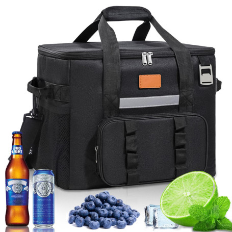 BBLTIFF 40L Grand Sac Isotherme Repas, Glaciere Souple Isotherme, Sac Glaciere Pliable, Glacière Isotherme avec Bandoulière Régl