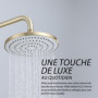 DILECI - Colonne de Douche en Or Brossé avec Mitigeur – Design Luxueux et Économiseur d’Eau – Pomme de Douche Rotative, Douchett