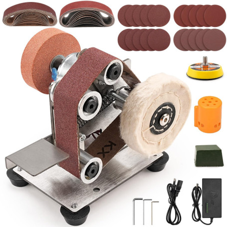 SI FANG Mini Ponceuse à Bande électrique Kit d'affûtage de Couteau, Petite Meuleuse d'établi, 7 Vitesses réglables, Pour le Trav