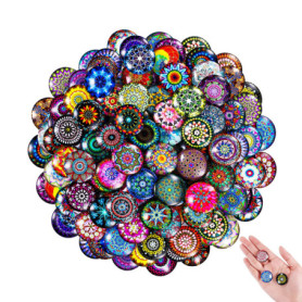 Domkan 100 Pièces 25mm Decoration Cabochon Rond, Cabochons pour Bijoux, Cabochons Verre pour Bijoux, Scrapbooking et Décoration 
