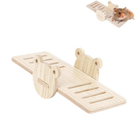 Zwenjuan Jouets pour Hamster,Jouet Pont à Bascule en Bois,Jouets molaires Jouet de Hamster Accessoire,Jouets Cochon d'Inde à mâc