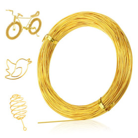 Fil D'artisanat en Aluminium 1mm X 50 M, Fil de Fer Souple Loisir Creatif, Flexible Fil Aluminium, Fil Doré, Fil à Bijoux pour B