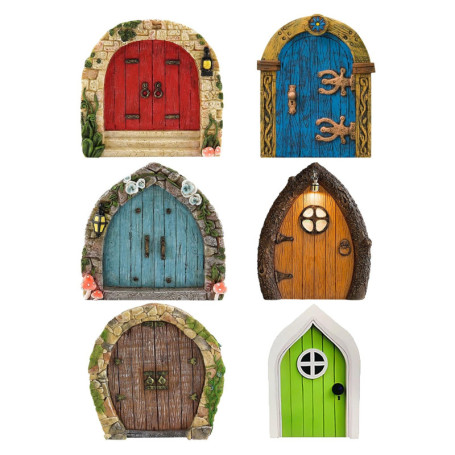 Porte De Jardin Miniature 6 Pièces, Porte Féerique, Mini Porte Décorative De Jardin, Porte Décorative Extérieure en Bois, Porte 