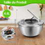 Gaethra Essoreuse à Salade 4,5L en Acier Inoxydable Grande, Panier a Salade avec Couvercle, Base Antidérapante, Salad Spinner po