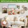 VFANDV 21Pcs Crochet Adhesif Mural Crochets Adhésifs Invisibles, 3 Formes Crochets Adhésifs Invisibles, Attache Cadre Adhésif Ac