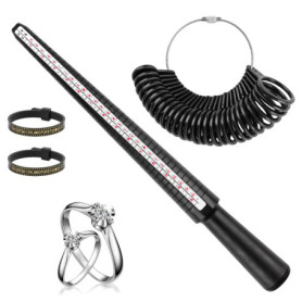 VFANDV Ensemble de 4 Pièces Outil de Mesure pour Bague, Mesure Doigt pour Bague Guide des Tailles Mesure de Taille de Doigt Set 
