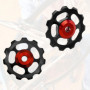 Lot de 2 poulies de dérailleur arrière, 2 pièces en alliage d'aluminium pour vélo de route, VTT, roues jockey, poulie de guidage