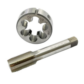 ASZLBYM 7/8-14 Jeu de tarauds et filières HSS, taraud à filetage machine UNF et filière à filetage rond UNF main droite