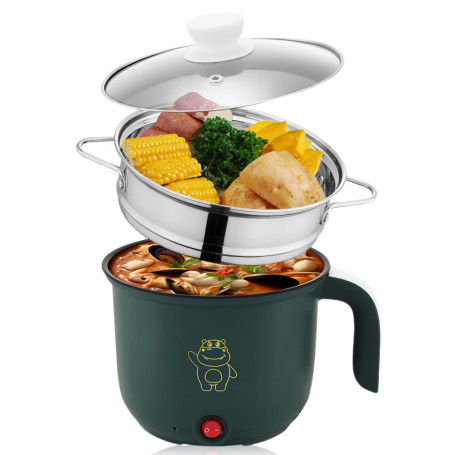 BORDEAG Mini Cuiseur Antiadhésif, 1.8 L Cocotte Électrique, Marmite Portable, Mini Cuiseur Portable Pour Steak, Pâtes, Œufs, Avo