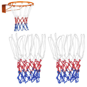 Lectorias Lot de 2 Filet Basket en Polyester, Filet de Basketball Amovible 12 Boucles, tricolores Rechange Filet Panier Basket-B