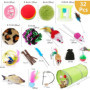 TOPSEAS Kit Jouet Chats Animaux Domestiques Toys pour Chaton Minou,Jouet De Boule De Chat Tunnel Jeu 32 pièces
