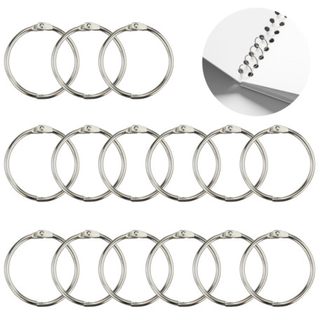 Lot de 20 anneaux de reliure en métal de 30 mm de diamètre intérieur