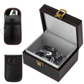 Boîte Anti RFID & Lot de 2 Signal Blocage Faraday Pochette Sac,Boîte à clés de Voiture, Keyless Go Boîte Protection,Etui Anti RF