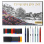 GC QUILL Lot de 7 stylos plume de calligraphie avec différentes pointes et 40 cartouches d'encre pour débutants MU-09