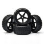 Pxyelec Jantes et pneus avant et arrière 1/10 Off Road RC Buggy x4 Noir 5 rayons pour HSP