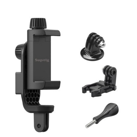 Suptig Support de téléphone pour trépied, adaptateur de trépied compatible avec iPhone, GoPro, DJI Action, Insta 360, Akaso, Mic