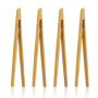 Lot de 4 pinces en bambou longues et droites - Ustensiles de cuisine - Pince à pain - Pince en bambou alimentaire - Ustensiles d
