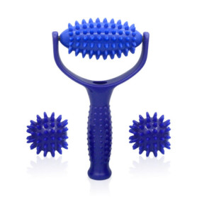 Lot de 3 appareils de massage avec poignées, rouleaux de massage, balles de massage, appareils de massage portables, accessoires