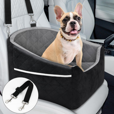 Mozvvco Siège Auto pour Chien Petite Taille - Panier Voiture Doux et Court en Peluche - Coussin Épais, Antidérapant, Détachable,