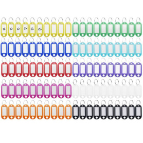 Rseuphiee 100 Pièces Porte-Clés, Étiquettes de Clé en Plastique, Inscriptibles Porte Clef Couleur en 10 Couleurs, en étiquettes 